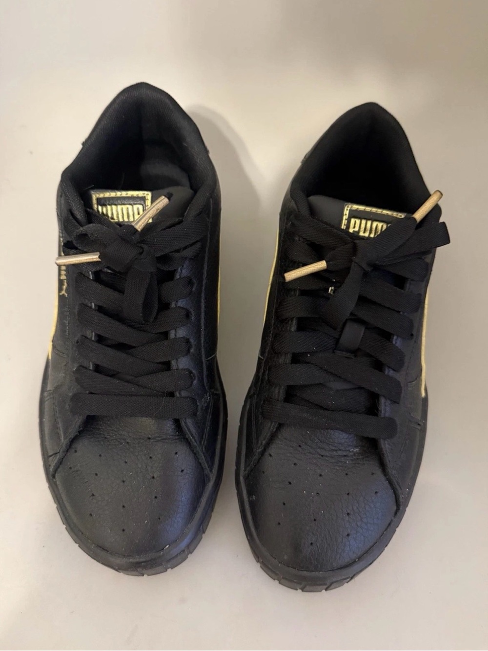 Puma Black Sneakers with Leopard Formstrip and Gold Accents - Picture 2 of 3